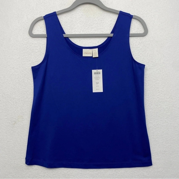 NWT Chico's Microfiber Contemporary Tank Shell Cami Danube Blue 1P /Small Petite - Picture 1 of 6